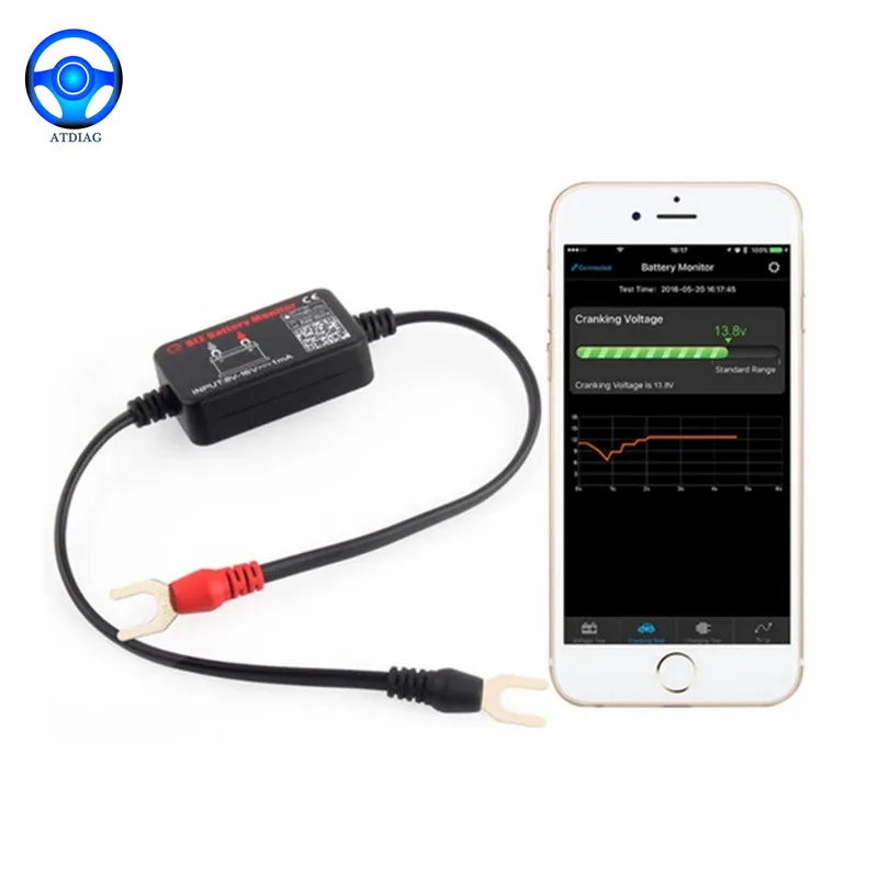 Car BM2 Battery Tester Bluetooth Battery Monitor 12V Battery Analyzer Charging Cranking Test Voltage For Android IOS Phone