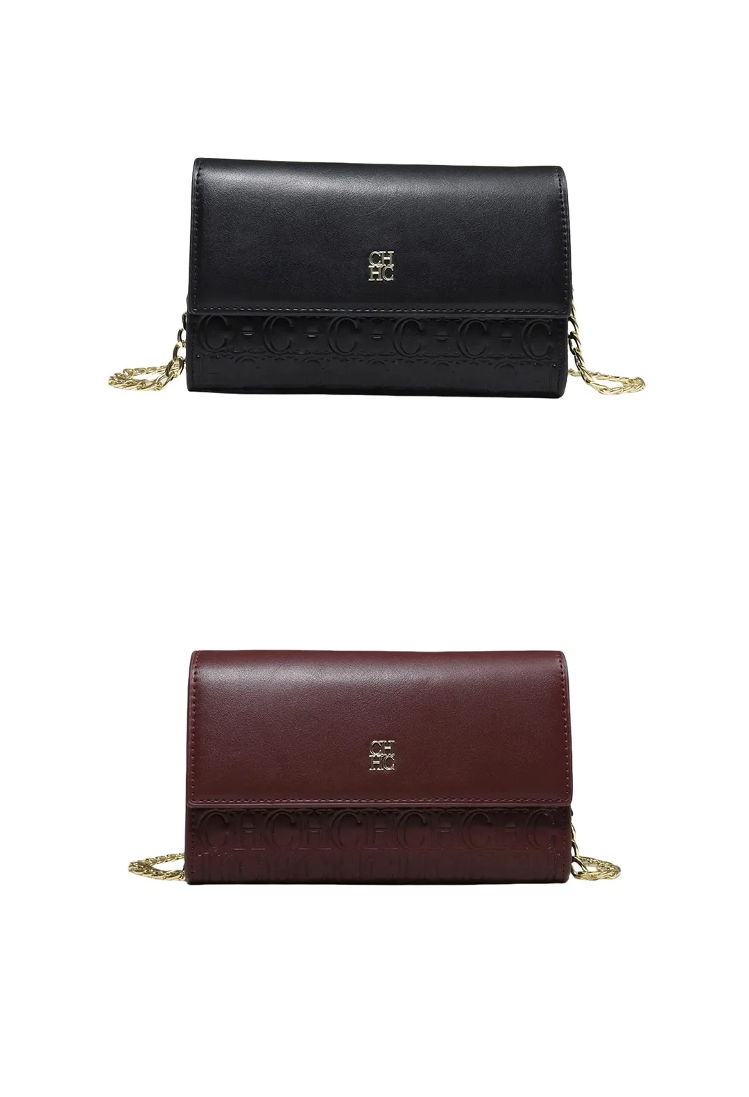 CH Damen Umhängetasche mit Buchstaben-Print und Metallkette, Schultertasche aus PU-Leder, Kleine Damen-Abendclutch, Geschenk – Detail 9
