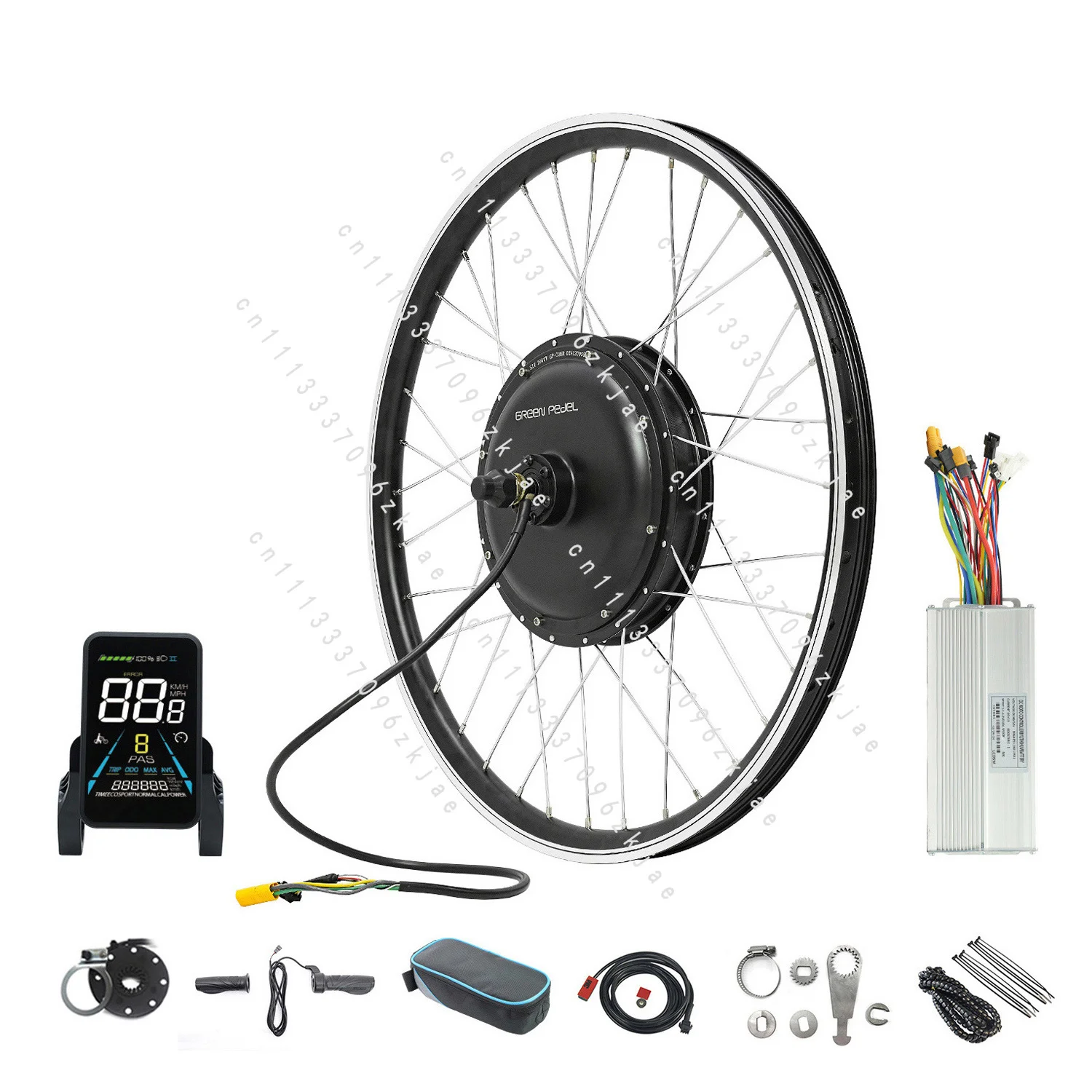 52V 2000W High Power Brushless Gearless Hub Motor LCD Display Twist Conversion Kit for E-Bike