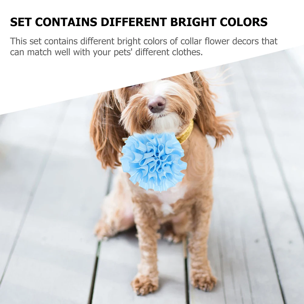 

10Pcs Pet Collar Flowers Multicolor Dog Cat Puppy Collar Charms Party Grooming Accessories Cute Decoration Pet Accessory