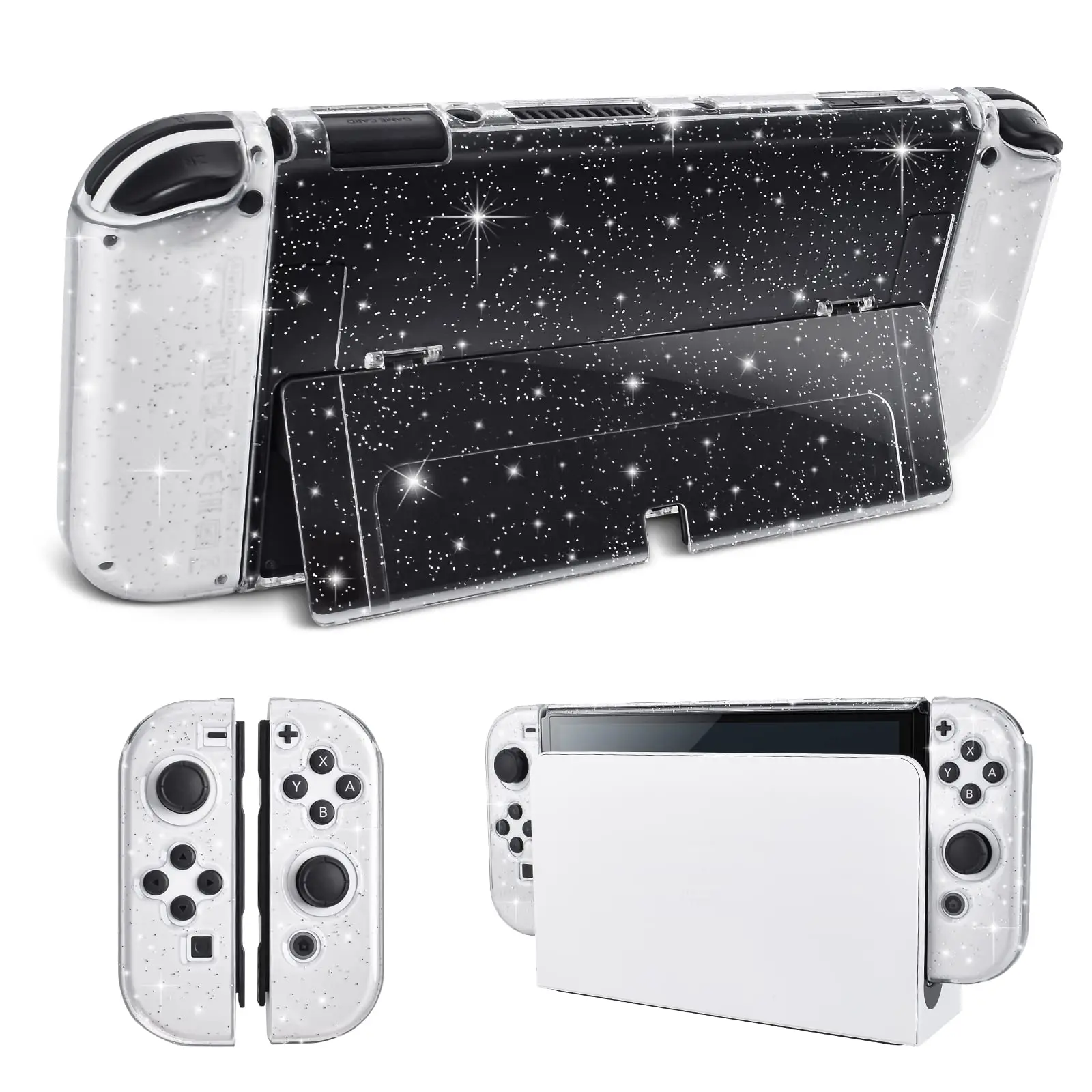 Glitter Case For Nintendo Switch OLED Protective Cute Shell Dockable Case Cover for NS Switch OLED Hard Joycon Case