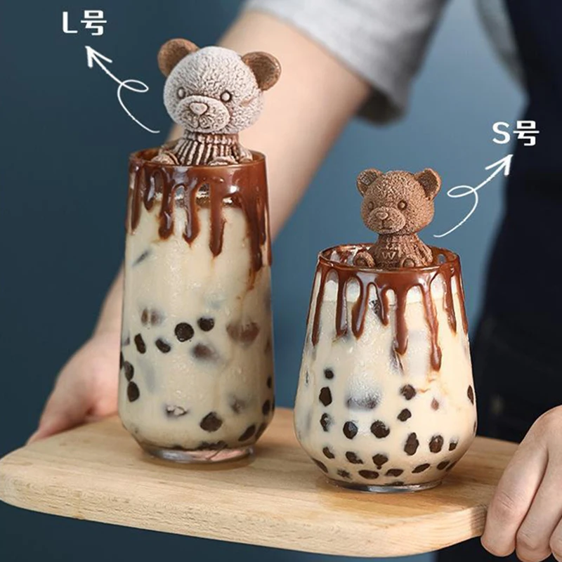 3D Ice Cube Maker Teddy Bear Shape Chocolate Cake Mould Tray Ice Cream DIY Tool Whiskey Wine Cocktail Silicone Mold