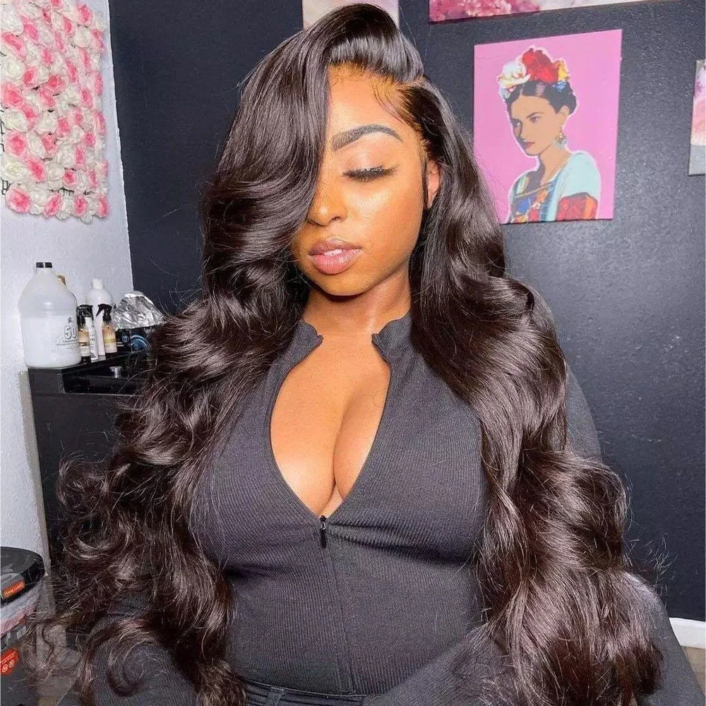 

8-32 inch Brazilian Virgin Human Hair Wig 150% 180% Density Body Wave Lace Frontal Wigs Human Hair Pre Plucked