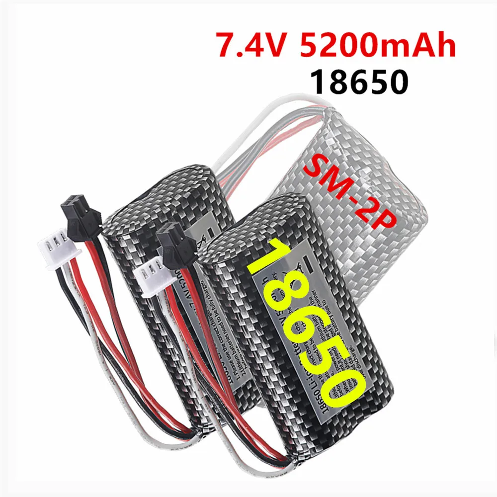 18650 7.4V Battery for D90 U12A S033g Q1 H101 H103 RC Toys Cars Boats Parts, Upgrade 5000mah 7.4 V Battery For MN99S