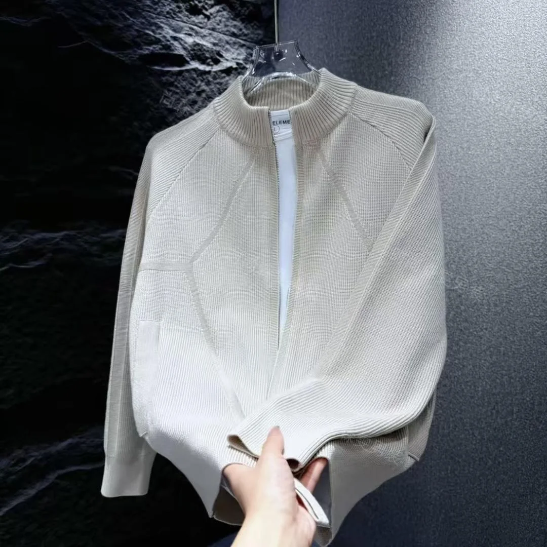 

Модный легкий вязаный кардиган на молнии с длинными рукавами для женщин, осенний, из полиэфирного волокна, для повседневной носки