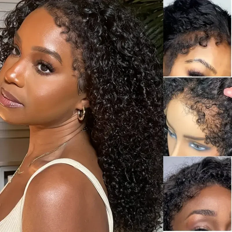 

4C Kinky Curly Lace Front Wigs Curly Baby Hair Wig 4x4 5x5 360 Swiss Transparent Lace Frontal Wigs For Women