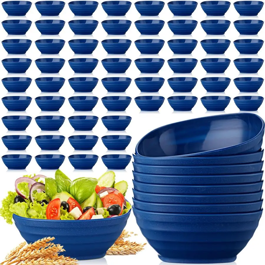 

64 Pcs Unbreakable Cereal Reusable Wheat Straw Lightweight Bowls Microwave and Dishwasher Safe Soup Fiber Bowls for Kitchen Serv
