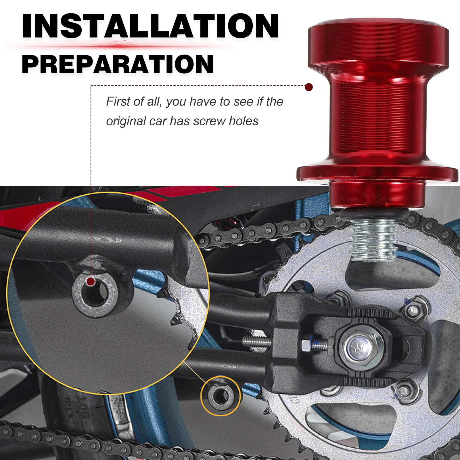 

2Pcs Motorcycle Swing Arm Stand Screw Rear Frame Aluminum Machined Motorcycle Repair Accessories