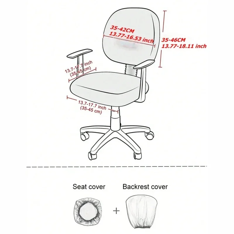 2pcs/set Elastic Split Computer Chair Seat Cover Stretch Rotating Office Chair Slipcover Home Gaming Seat Covers for Office Bar