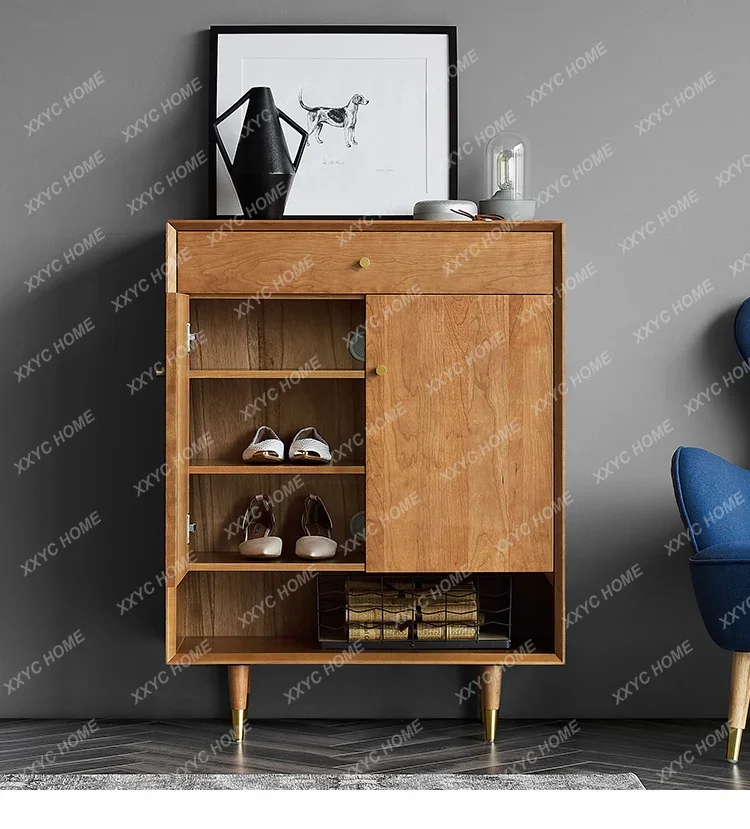 

solid wood oak cherry wood Kona shoe cabinet walnut with drawers porch cabinet partition cabinet