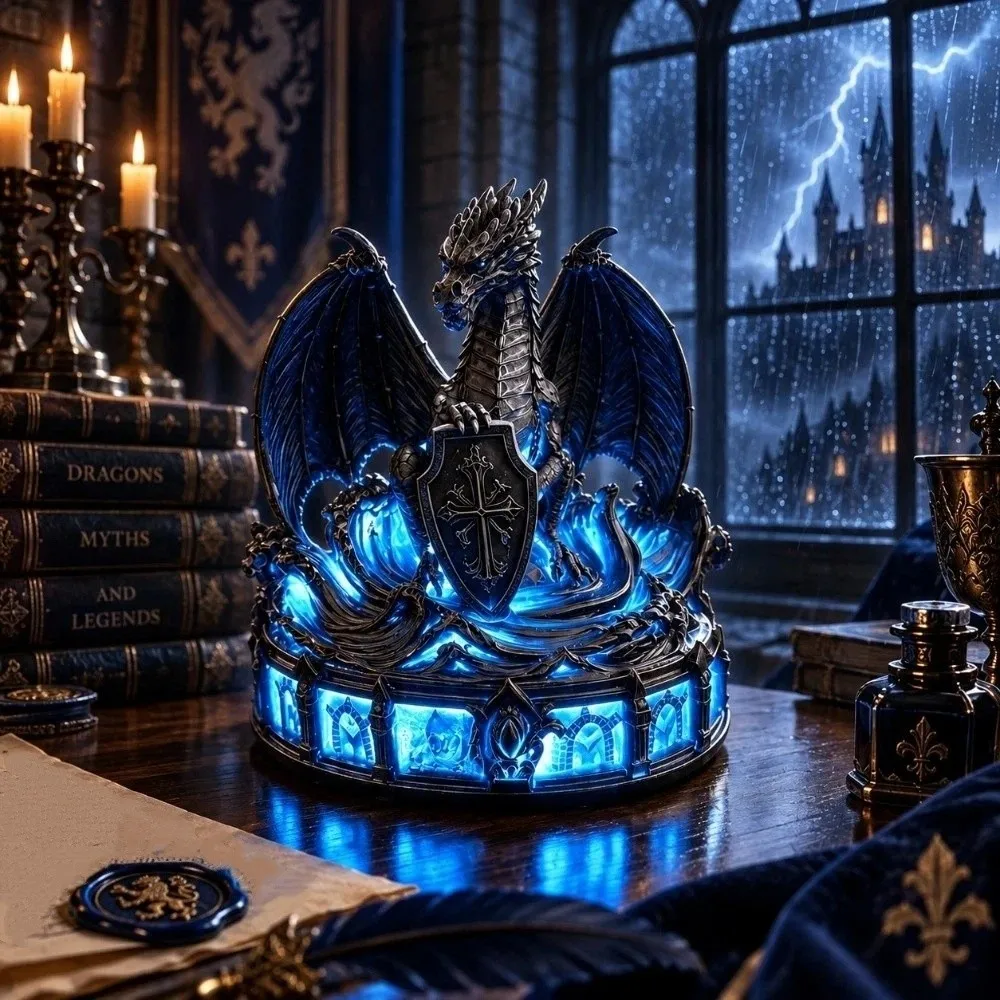 Gifts Gothic Dragon Night Light Resin Dark Style LED Desk Light Desk Ornaments Table Lamp Table