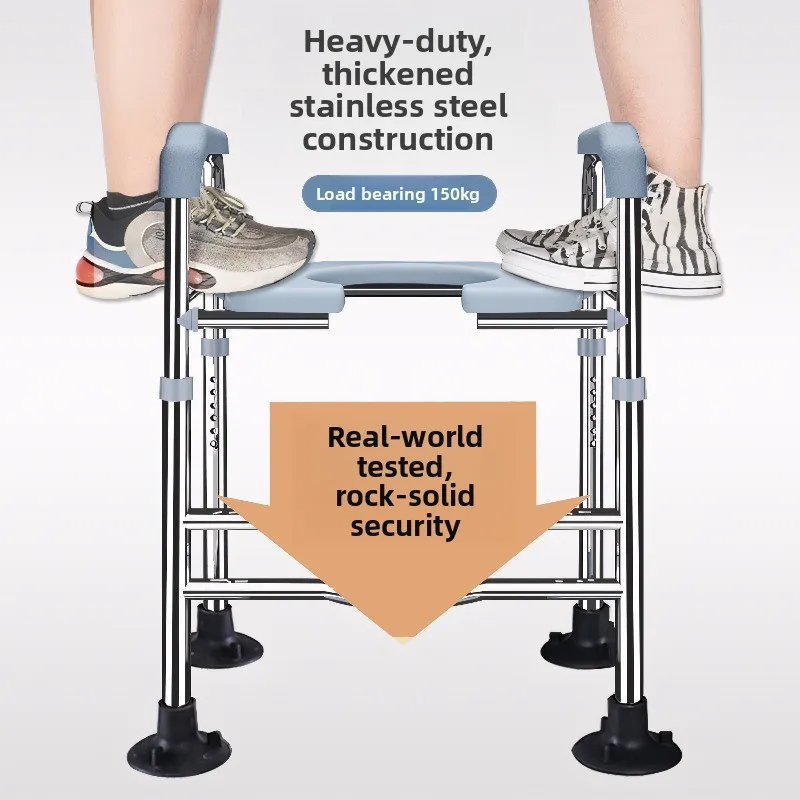 Toilet Seat Riser with Handrails for Elderly, Safety Commode Chair, Bathroom Raised Toilet Seat Frame, Toilet Stool for Squat
