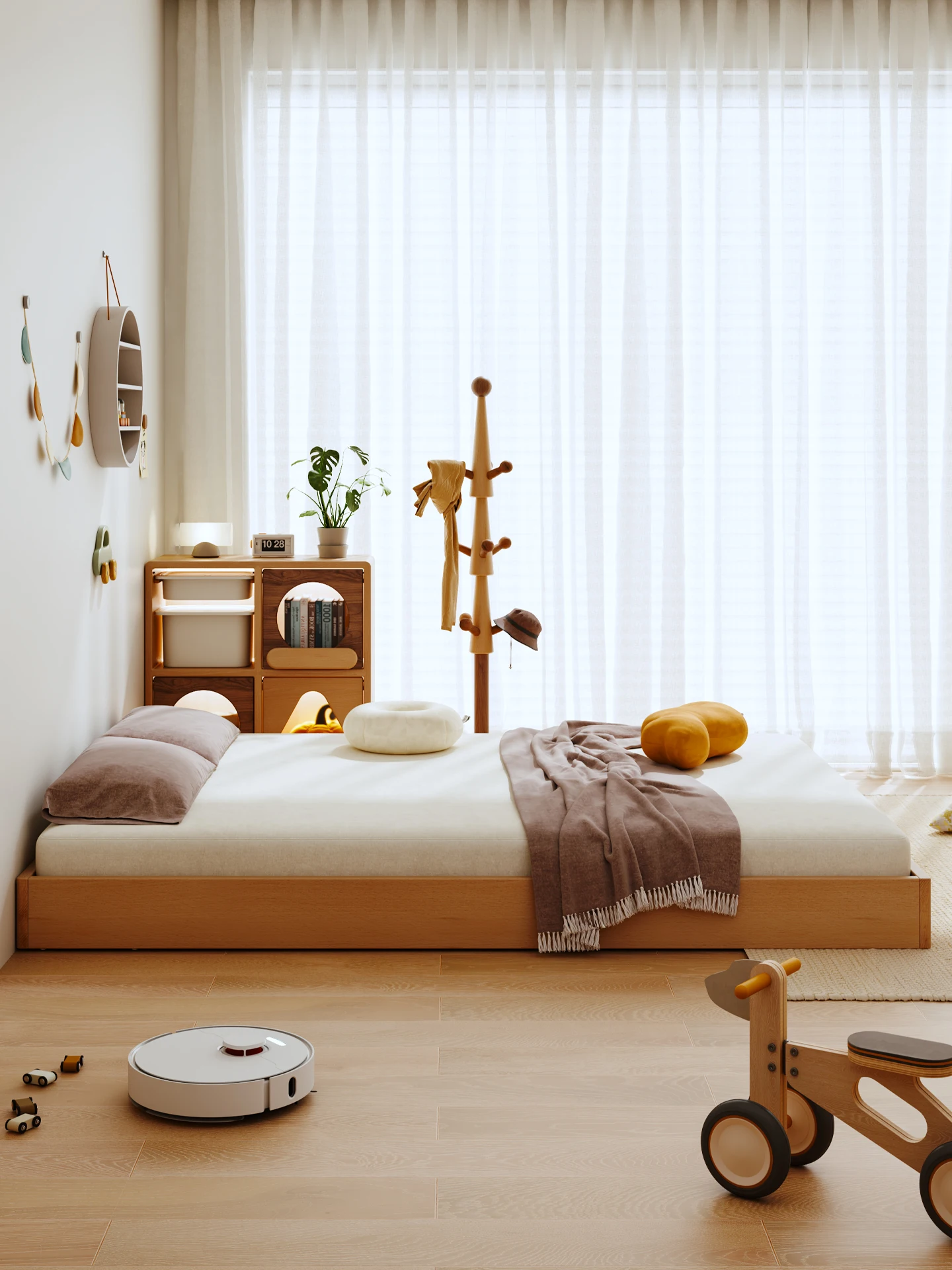 سرير أطفال بمنصة مونتيسوري من Mom's Choice، سرير أطفال من خشب الزان الصلب بالكامل للأولاد والبنات، تاتامي بطابق واحد #2