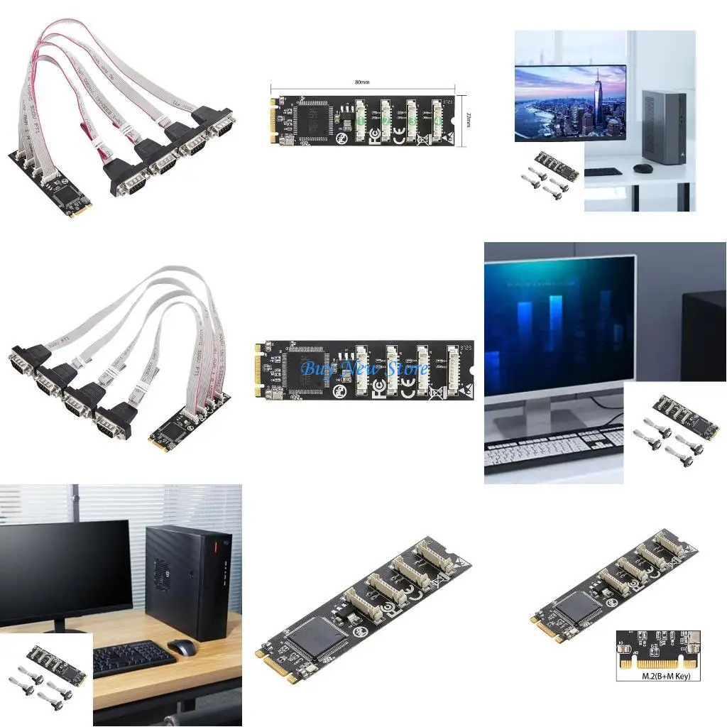 

20ce M.2 до 4 RS232 PORT CARD B+M Ключ RS232 Промышленное порт 4 порта RS232
