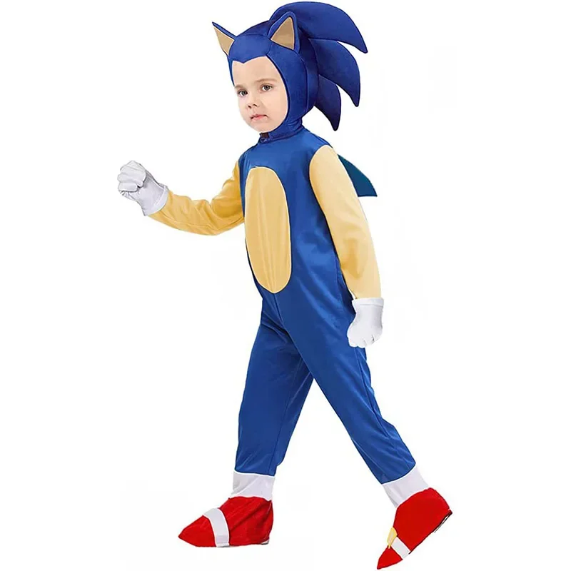 Sonic Costume Children's Cosplay Supersonic Mouse Costume Hedgehog Clothes White Gloves Gift Children Halloween Costumes