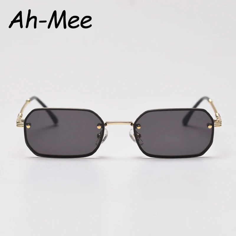 Schutzbrille Kleine Quadratische Randlose Sonnenbrille Frauen Legierung Rahmen Schwarz Rote Linse Sonnenbrille Für Weibliche Vintage Brillen UV400