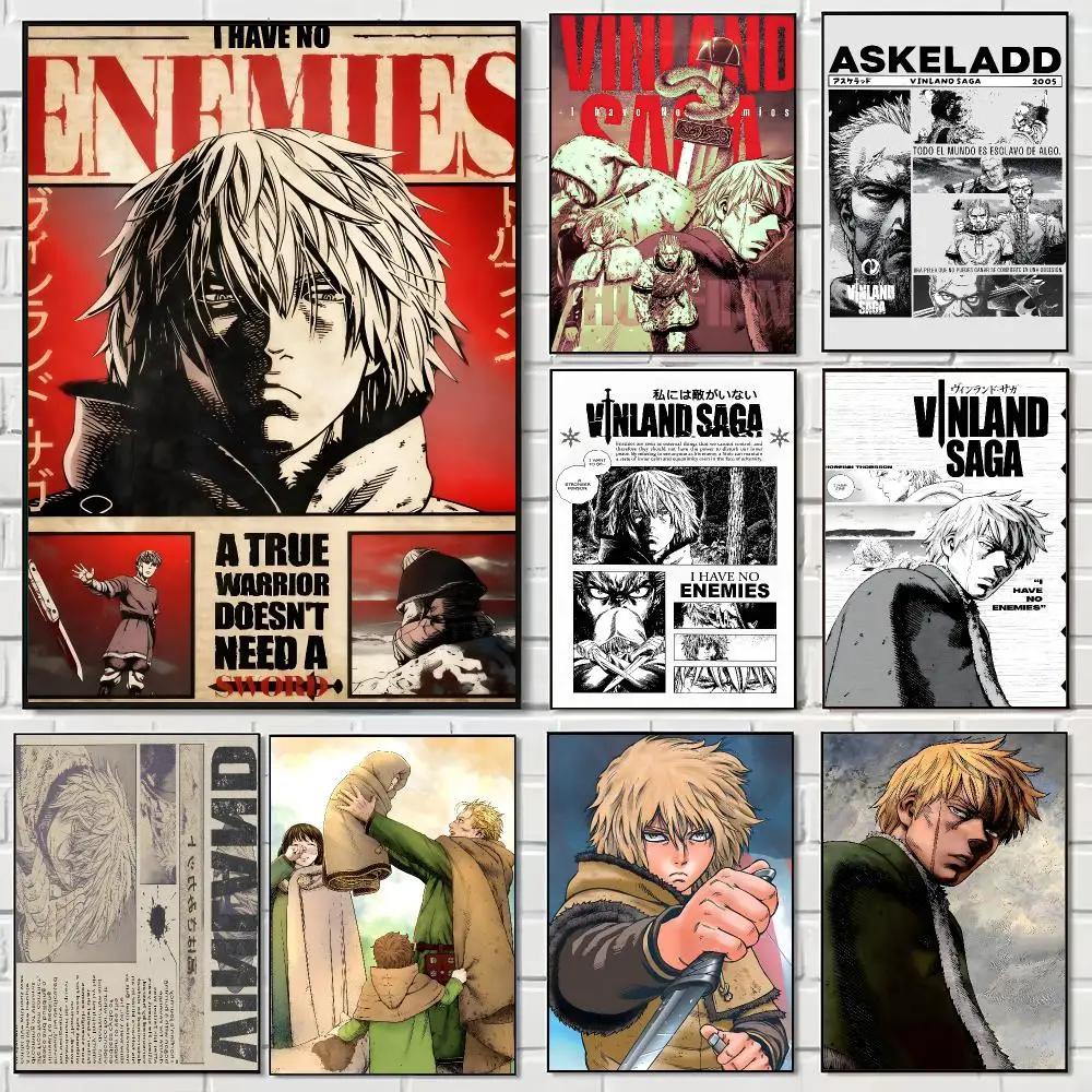 Japanese Anime V-Vinland Saga Poster Pegatina artistica HD autoadhesiva impermeable para salon dormitorio