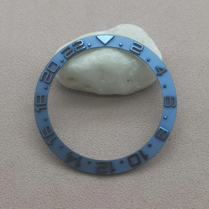 Inserto de bisel de Metal curvado de 38mm x 30,7mm apto para SKX007 SRPD SUB GMT caja de reloj NH35 NH36 movimiento caja de hombre piezas de anillo de bisel de buceo