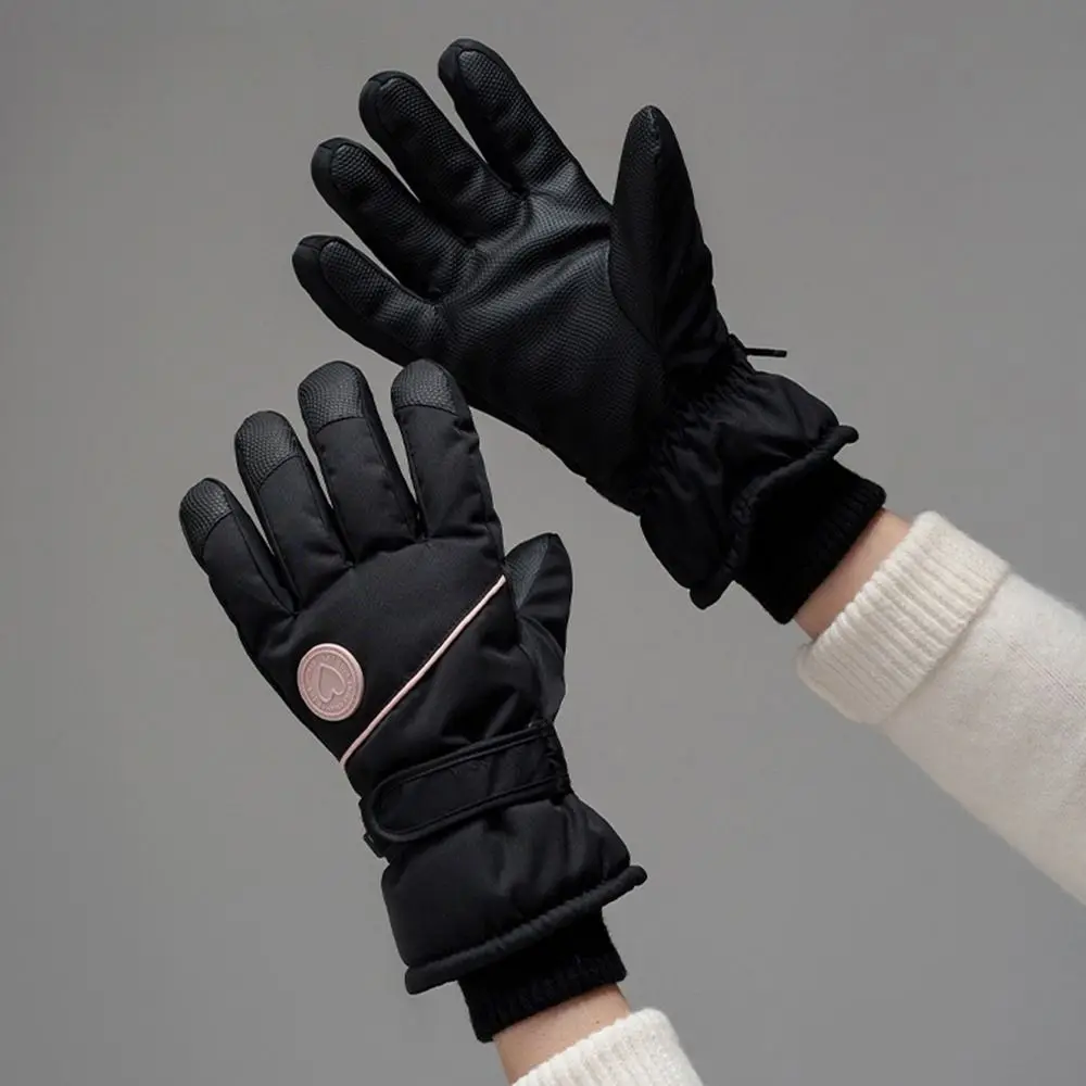 Fleece Lined Winter Skiing Gloves Anti-slip Touchscreen Warm Riding Gloves Windproof Waterproof Cycling Mitten for Women Sports