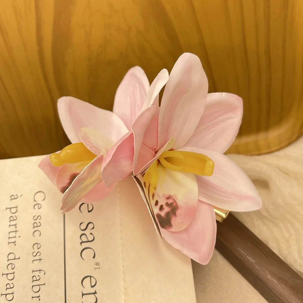 Cloth Flower Hair Clip Seaside Vacation Style Artificial Flower Hairpin Headdress Duckbill Clip Bohemian Style Hair Clip Beach
