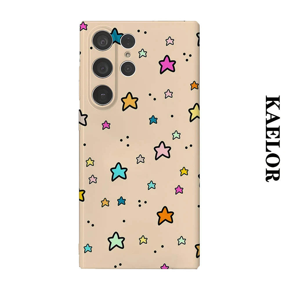Pastel Rainbow Stars Durable Shiny Double-layer Case for Samsung S26 Ultra S25 S24 S23 Plus Anti-drop Scratch Resistant Cover
