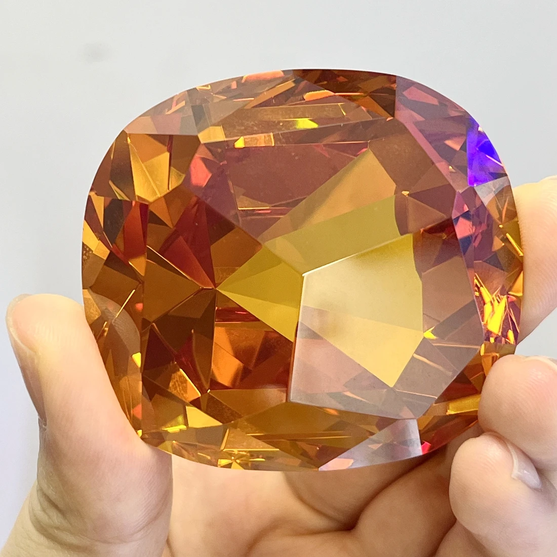Golden Celebration Yellow Original Color Synthetic Cubic Zirconia Loose Gemstone 49.3x53.8mm Large Size CZ Stone