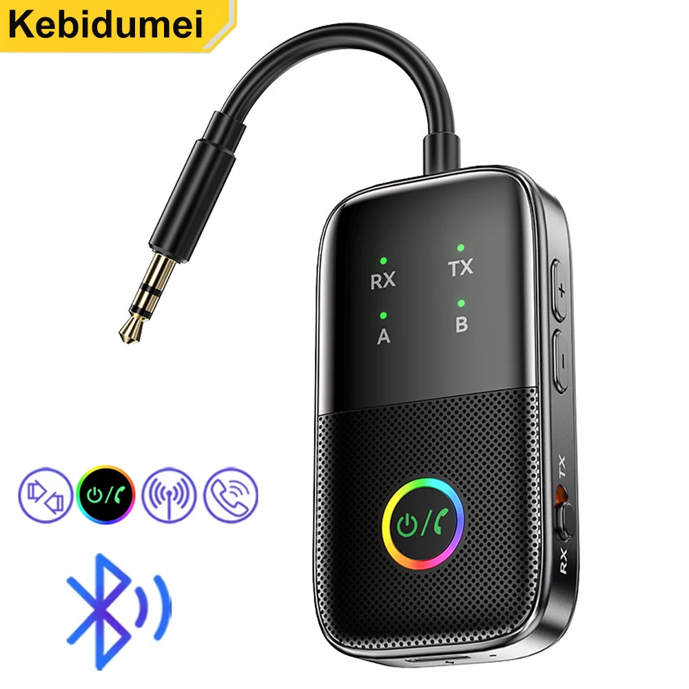 Adaptateur Bluetooth récepteur Audio transmetteur 3.5mm AUX RGB adaptateur sans fil stéréo HIFI musique pour haut-parleur de voiture jouer et prise