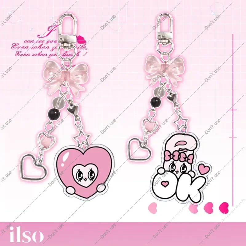 Bow Key Chain Bead String Cute Interesting Backpack Decoration Esther Bunny Key Chain Acrylic Anime Peripheral Acrylic