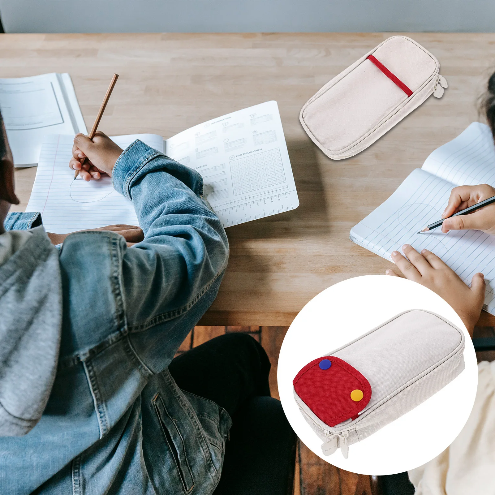 

Large Capacity Canvas Pencil Bag Creative Portable Pen Case Zipper Pen Storage Bag Multi Function for Travel School Office