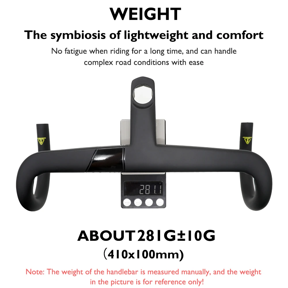 For V5Rs/V4Rs/C68 carbon fiber integrated road bike handlebars CC.01 internal cable routing 370-430mm with computer bracket