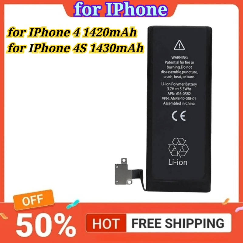 

New Battery Compatible for IPhone 4 1420mAh/for iPhone 4S 1430mAh Mobile Phone Batteries