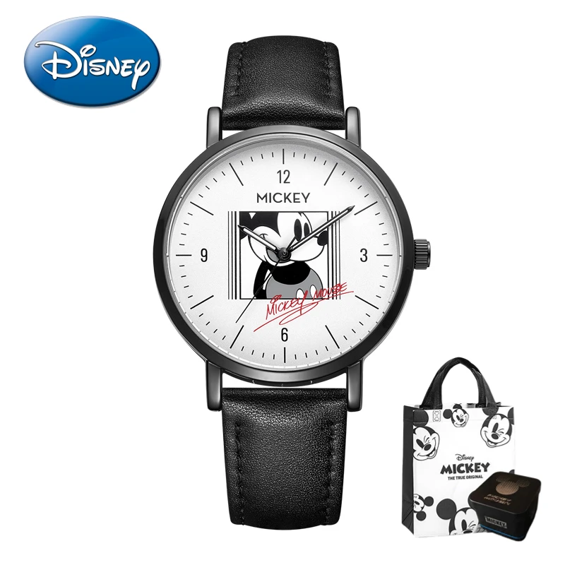 

Disney Gift With Box Mickey Mouse Watch Youth Fashion Waterproof Luminous Pointer Student Cute Kids Clock Relogio Masculino