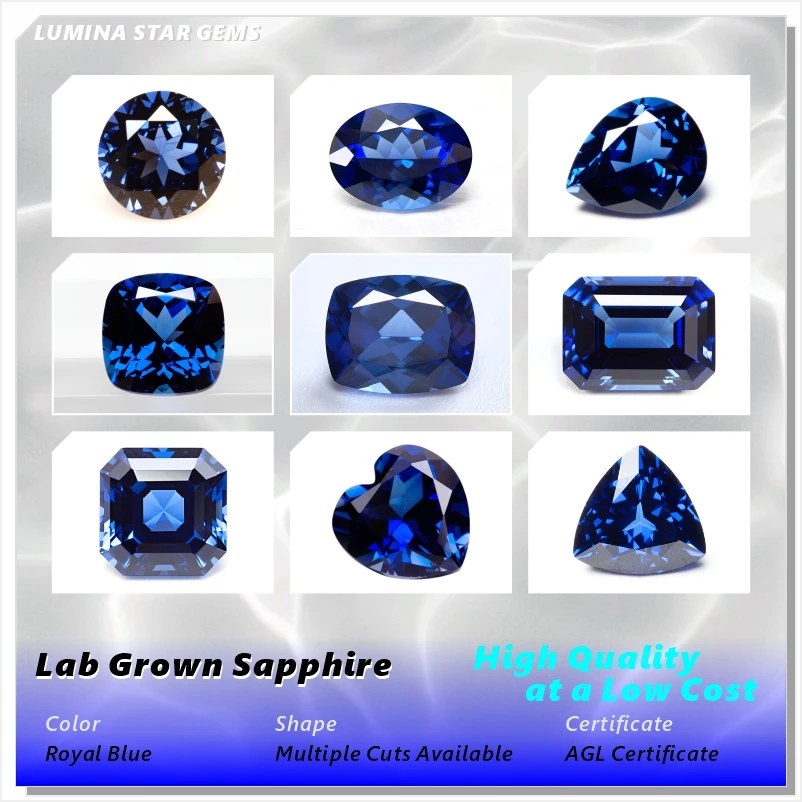 

Lab Grown Sapphire Royal Blue Color Multiple Cuts Available Gems For Jewelry Setting&Custom Design Selectable AGL Certificate