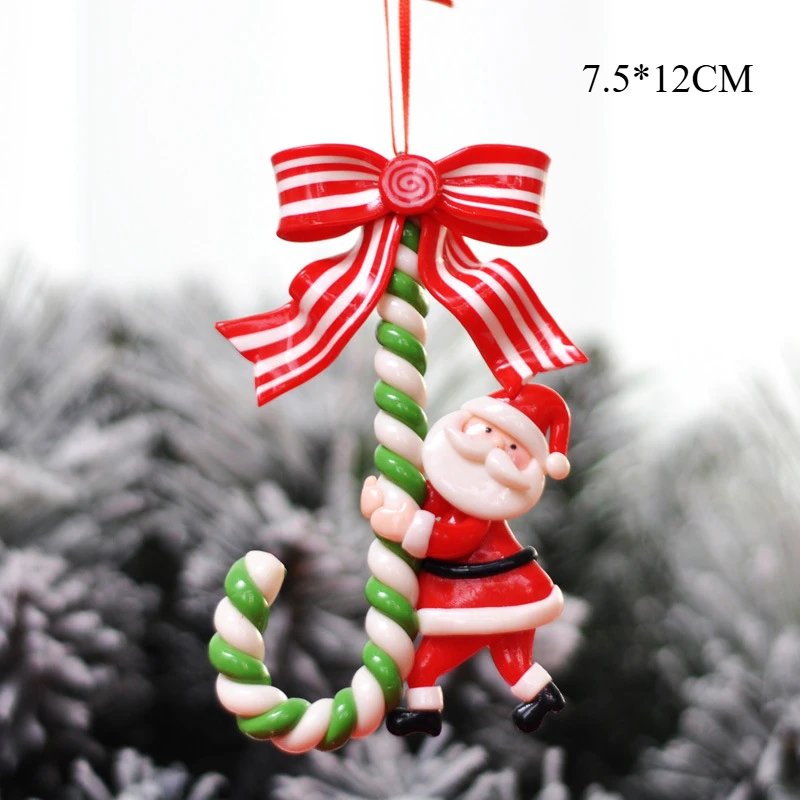 Christmas Home Decoration Polymer clay Walking Sticks Reindeer Santa Claus Snowman Statues Christmas Tree Pendants New Year Gift