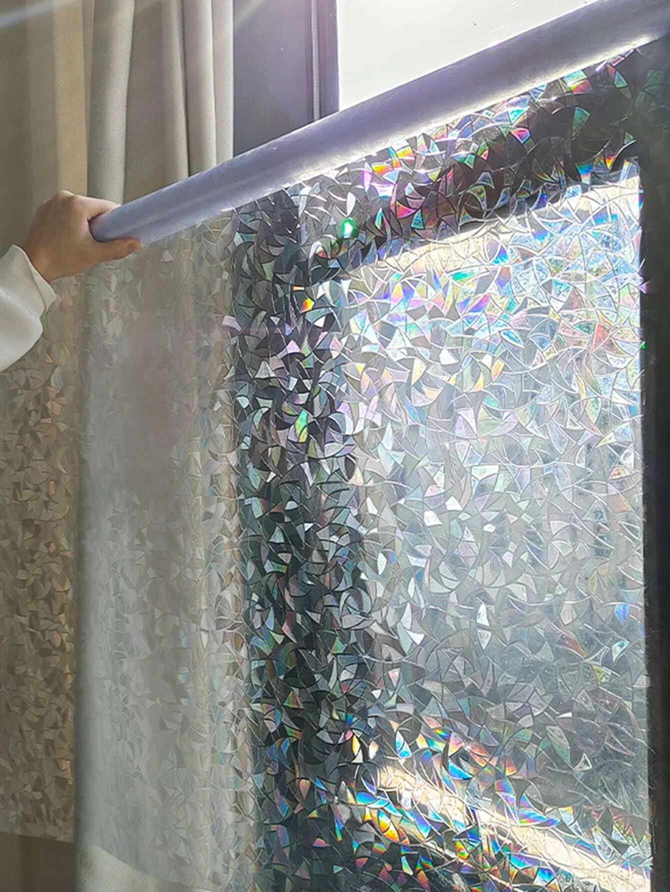 Film de fenêtre à effet arc-en-ciel, film de confidentialité coloré, adhésif statique, anti-UV, pour la décoration des portes en verre de la salle de bain à la maison, sans colle, réutilisable