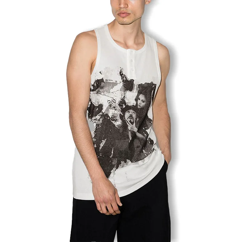 

High Quality 21Ss Main Line Summer Sleeveless Undershirt Portrait Print Hurling Vest Luxury Design Top YAMAMOTO-Style