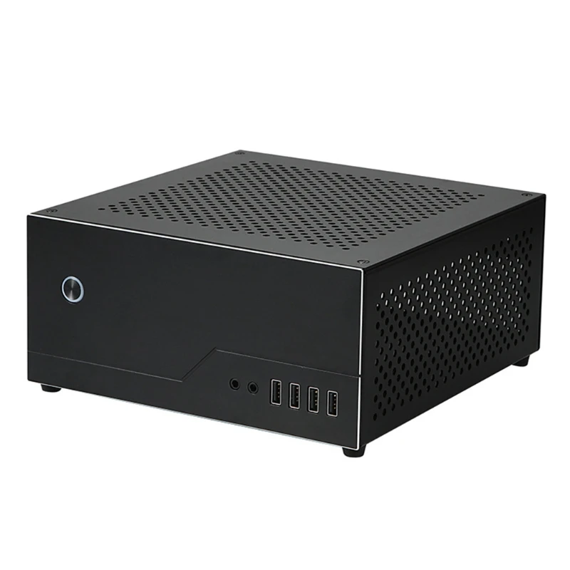 Mini-ITX Aluminum Desktop Chassis with PCIe 3.0 Riser Cable Home Theater Personal Computer HTPC Case USB3.0 Enclosure