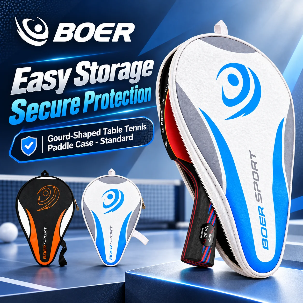 Boer Table Tennis Racket Bag, Table Tennis Racket Gourd-Shaped Bag, Racket Cover