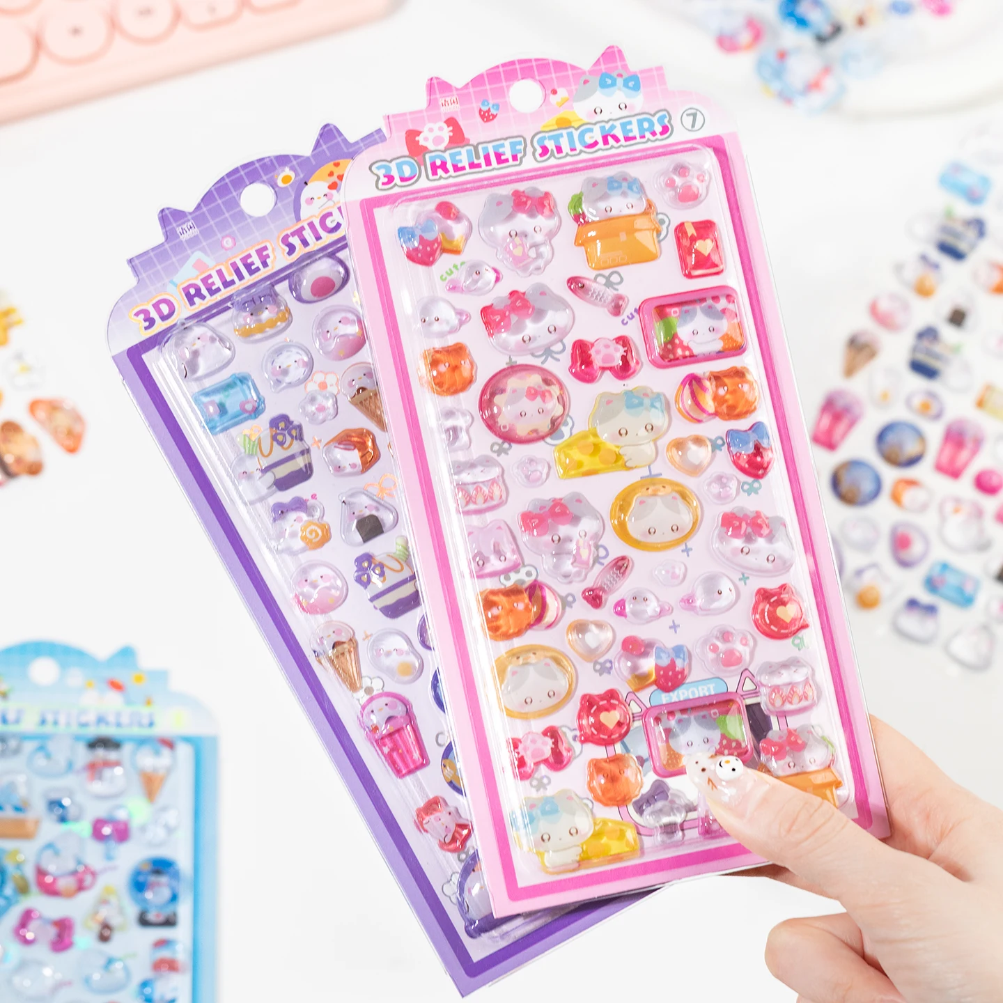 Sweet Sugar Party 7.0+8.0 Series Kawaii Cartoon Relief Cute Grain Paste DIY Creative Aesthetics Stationery Medium Sticker