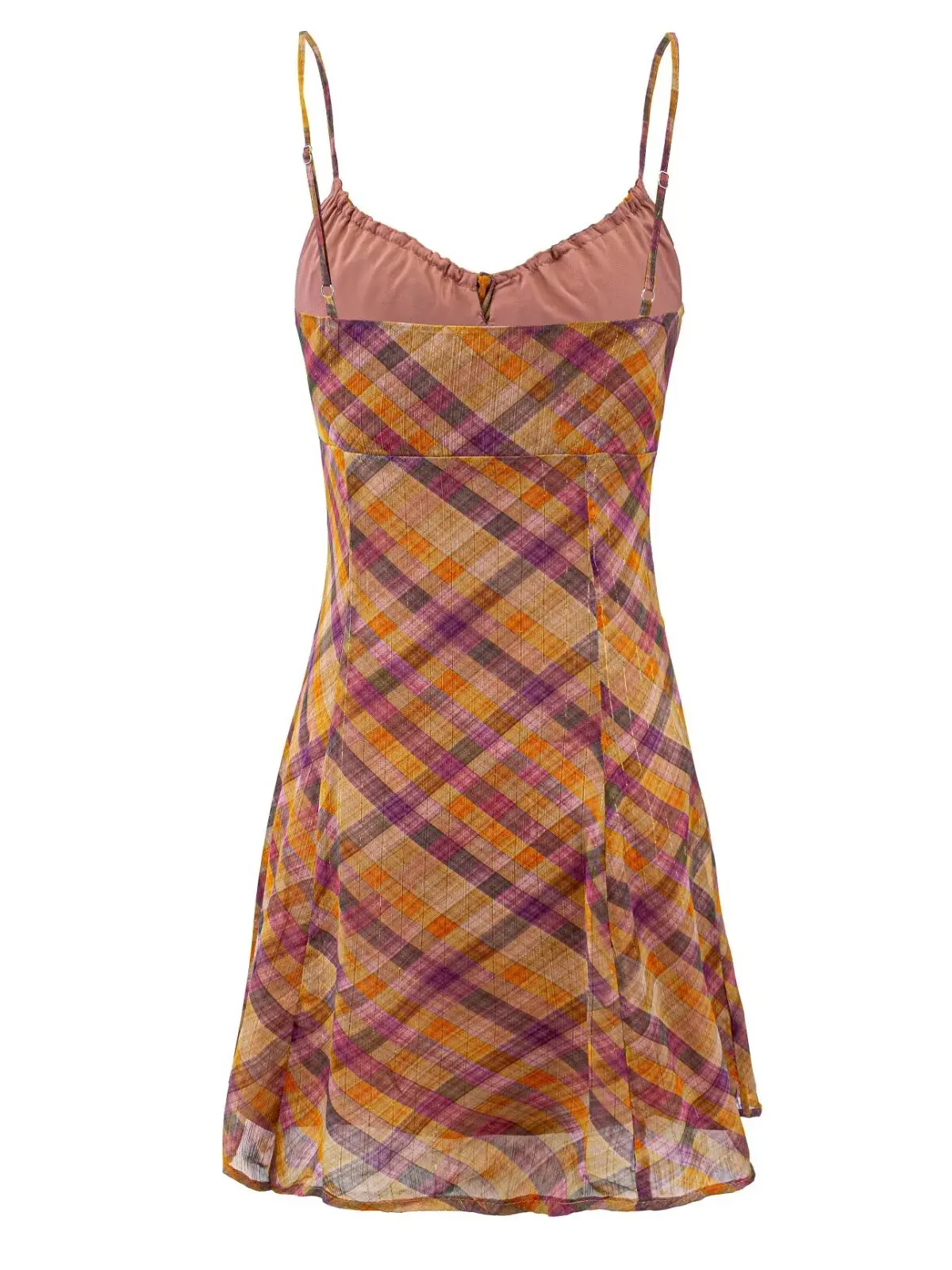 Retro Polka Dot Shiny Gold Thread Trim Halter Dress Women's V-neck Drawstring Holiday Style Short Skirt Polyester Fabric A-li...
