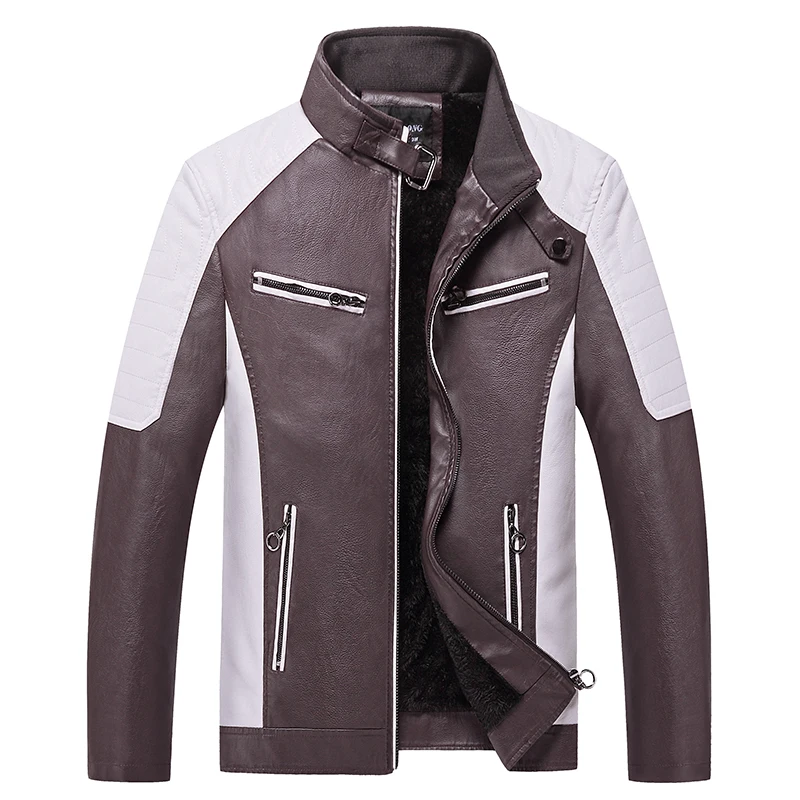 Chaqueta de cuero de PU para hombre, ropa de locomotora, empalme de motorista, ropa de calle fresca, Top de tendencia, moda informal, Otoño, nuevo