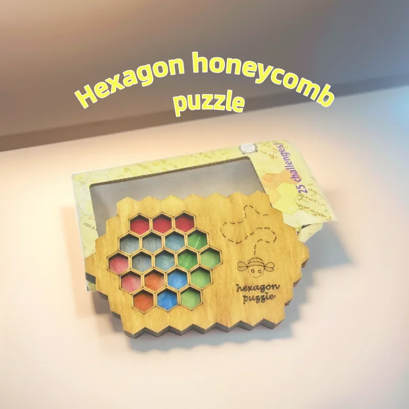 Wooden hexagon puzzle toy calendar Double difficulty Brain Teaser IQ test Geometric logic educational gift