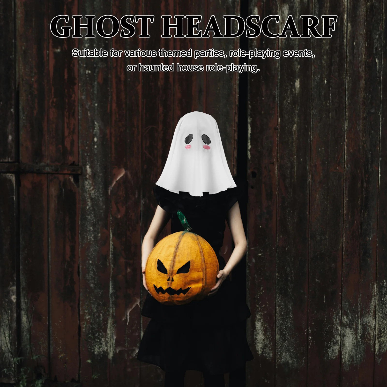 

Ghost Head Mask Double Faced Spooky Bride Headgear Mesh Eyes Breathable Full Face Cover Halloween Costume Cosplay