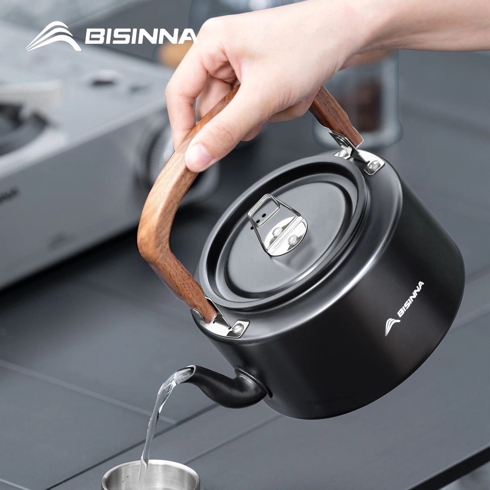 

BISINNA 1.4L Camping Water Kettle Aluminum Alloy Teapot Ultralight Portable Cookware Outdoor Picnic Boiling Stovetop Tableware
