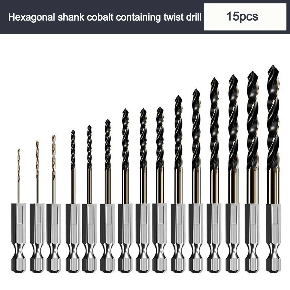 

Portable Hex Shank Twist Drill Bit Set High Speed 1.5mm-12mm Cobalt Drill Bits Drilling Tool Power Tools Accessories