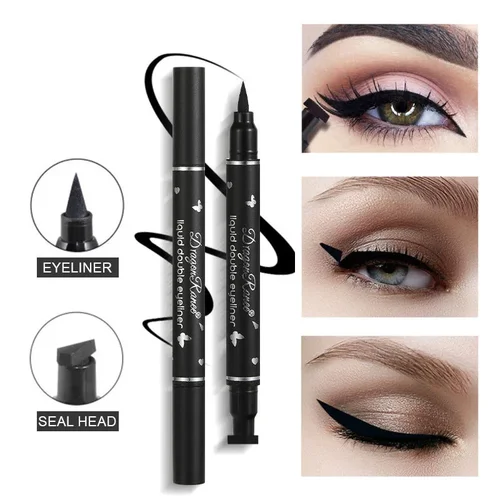 Imagen 2 del producto Delineador de ojos con sello de doble cabeza, lápiz delineador de ojos con sello negro, delineador de ojos resistente al agua de larga duración, lápiz con sello alado, maquillaje de ojos cosmético