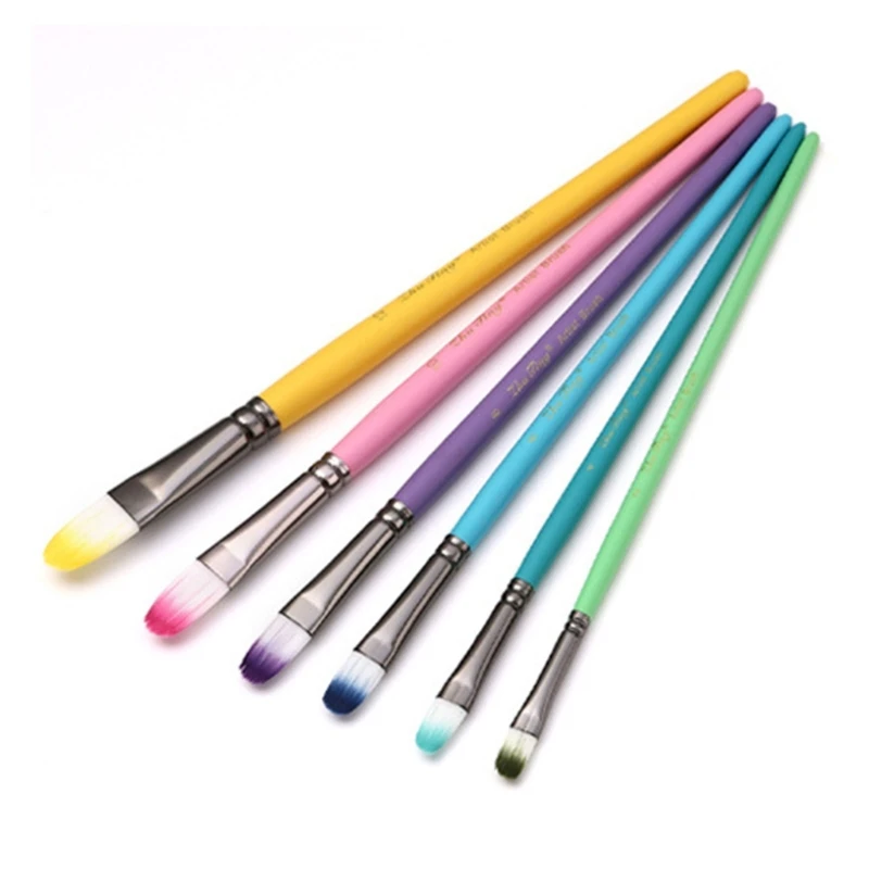 6Pcs 수채화 펜 페인트 브러시 나일론 헤어 페인트 브러쉬 DIY 전문 미술 페인트 브러시에 대 한 아티스트 유화 브러시