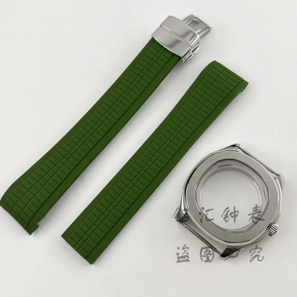 

NH35 40mm Case Dial Rubber Band Bracelet Sapphire Glass Watch Case for Nautilus AQUANAUT NH34 NH35 NH36 NH38 NH70 Movement Parts