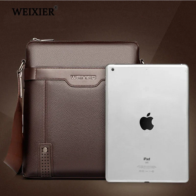 WEIXIER Brand Men\'s Shoulder Bag Fashion Vintage PU Leather Casual Large Capacity Backpack Messenger Male Crossbody bag Business