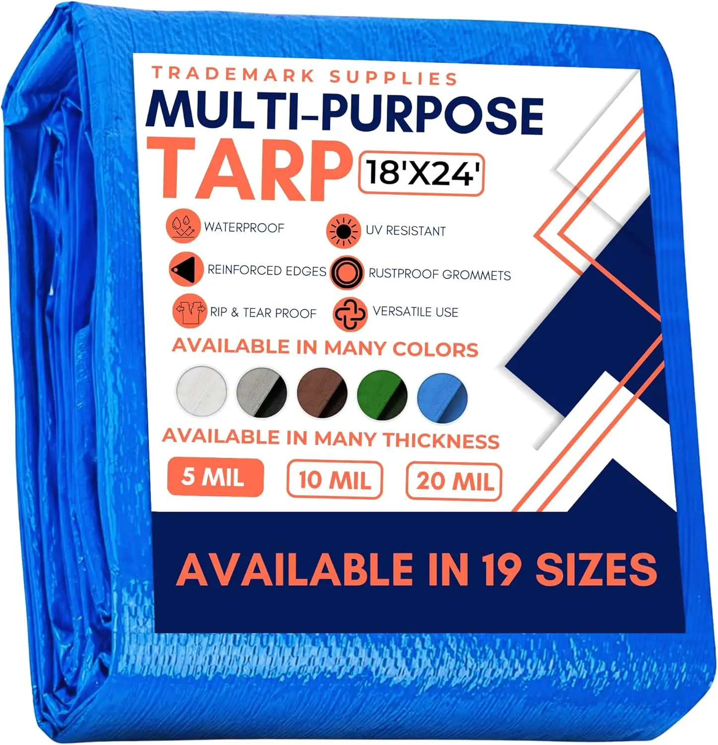

Heavy Duty 18x24ft Tarp - Waterproof, UV Resistant, Multipurpose Cover with Grommets